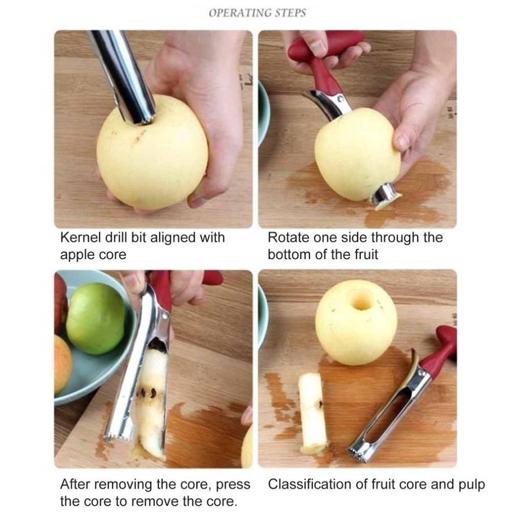 Apple Corer Slicer - Stainless Steel Apple Core Cutter Fruit