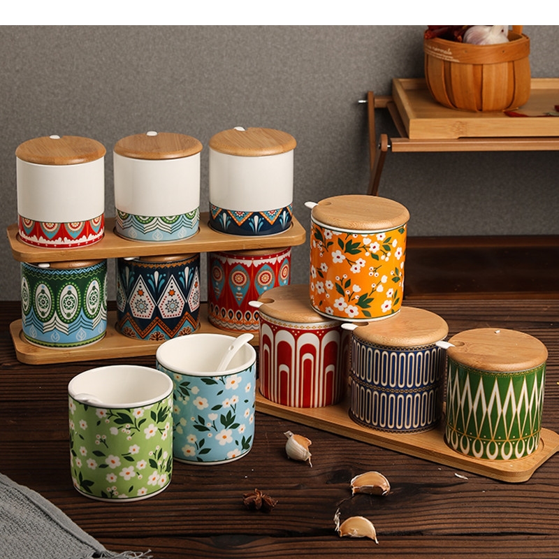 Korean Kitchen Gadgets - Ceramic Seasoning Jar Set Kitchen Spices
