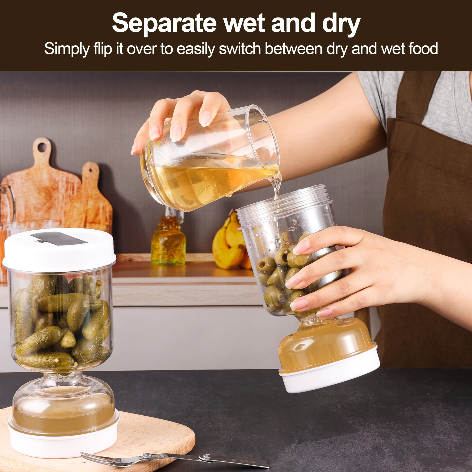 Pickles Jar With Forks Dry and - Korean Kitchen Gadgets review and price